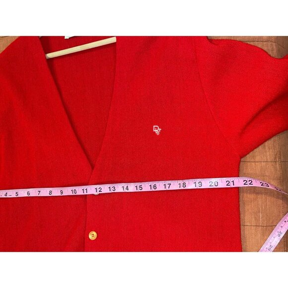 Christian Dior Vintage V-Neck Cardigan Red Sweater Men's Size Large - Picture 9 of 11